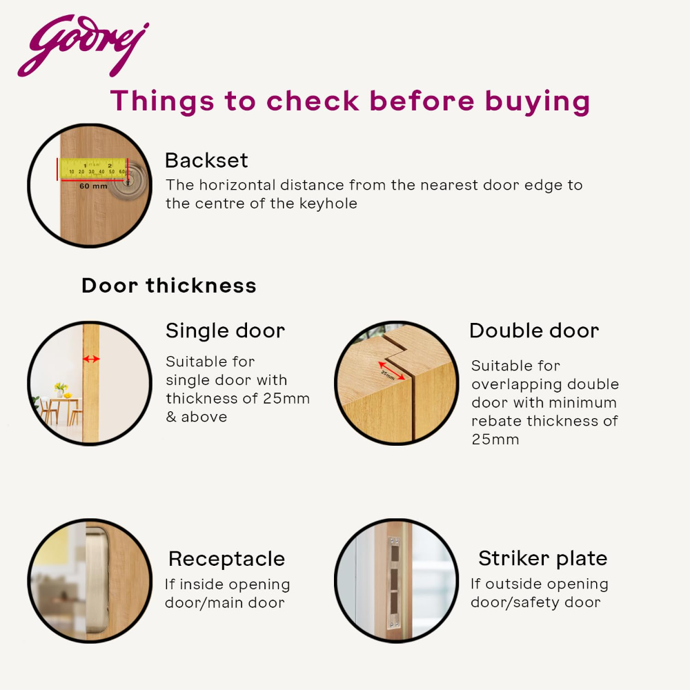 Godrej Rim Lock I Centaur Rim Lock I1st Dual Motion Lock | Ultra XL plus   Technology |4Keys I 1CK Dead Bolt Lock I for Inside or Outside Opening Door for Main  and   Safety Door I Antique Brass Finish